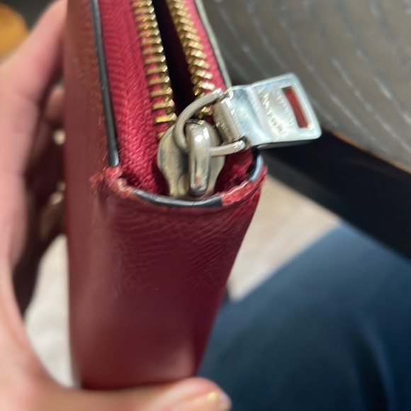 Coach Accordion Red Leather Wallet with Gold Metal - Picture 11 of 14